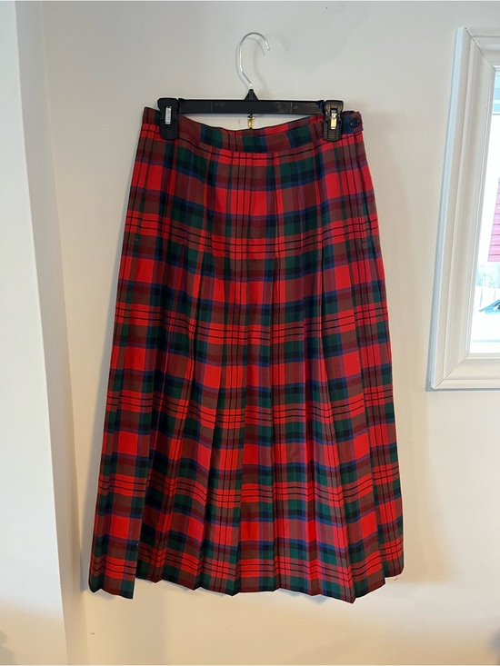 Dresses & Skirts - Vintage Classic Red Tartan Pleated Plaid Skirt - Size M 30” Waist (8)